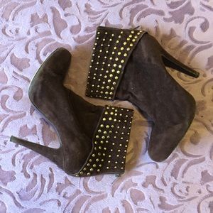 Dark Brown Faux Suede Booties